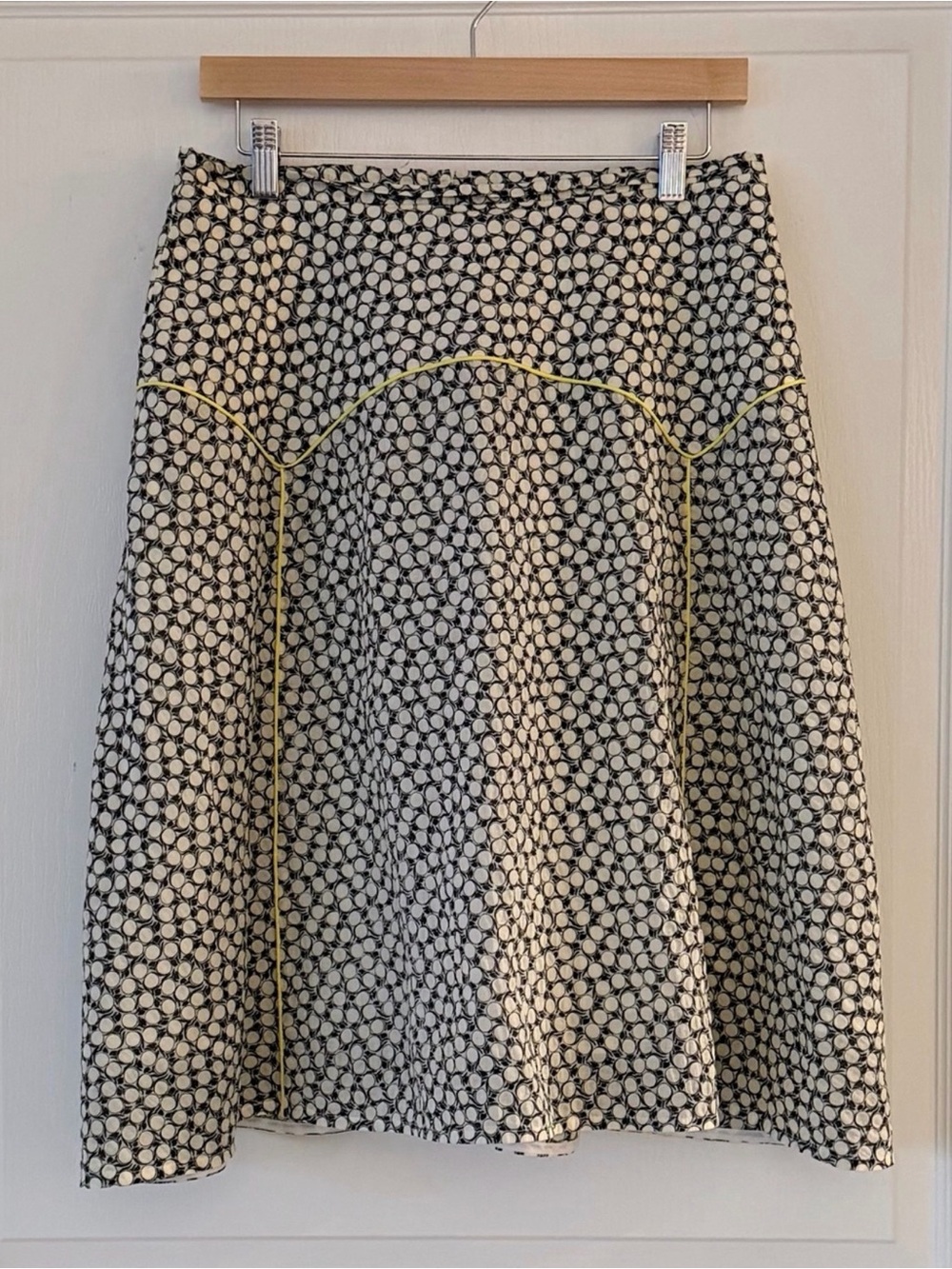 gaëlle barré Paris Patterned A-Line Skirt with Yellow Trim